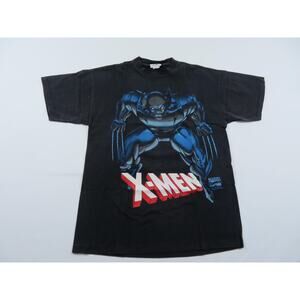 X-MEN Wolverine Mavel Comics Black T-Shirt Double Sided Sz L 1994